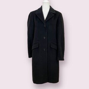 Hennes Women's Pea Coat Button Black Wool Blend With Cashmere Size 10 Collared